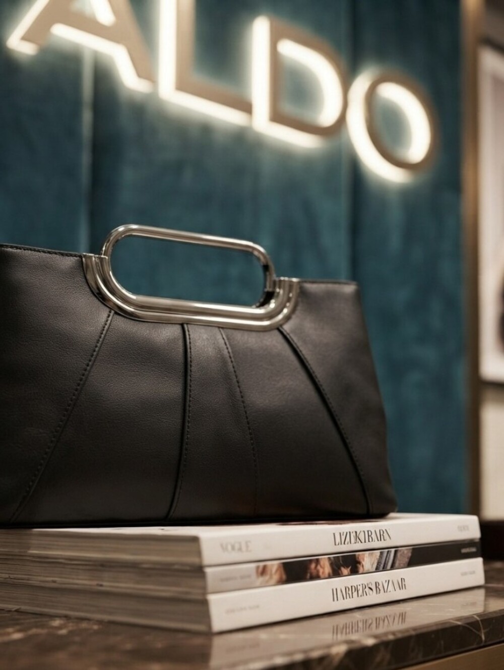Aldo Black Structured Top-Handle Bag with Silver Accent 🖤
